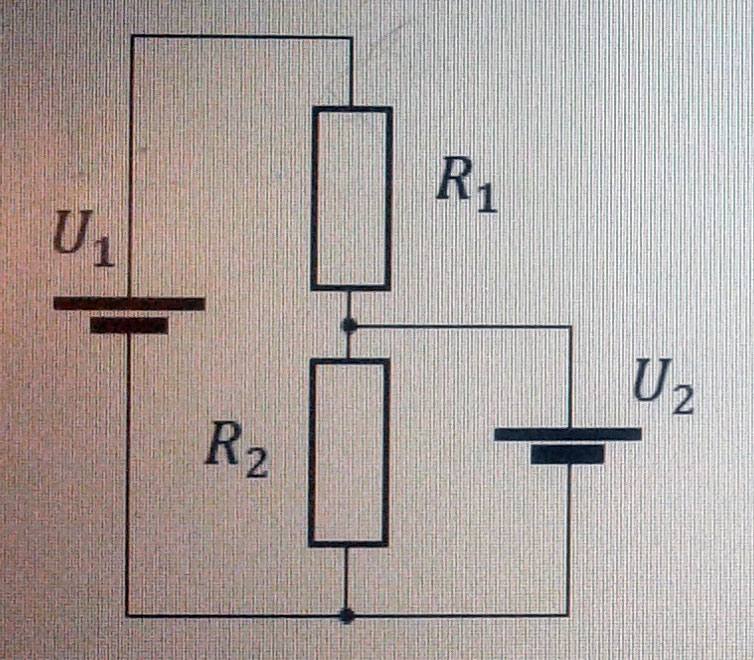 В схеме напряжения источников питания равны U1=12В, U2=9В, а сопротивления резисторов R1=3кОм,