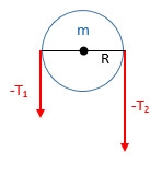 Через неподвижный блок массой 0,5 кг перекинут шнур, к концам которого подвешены разные по